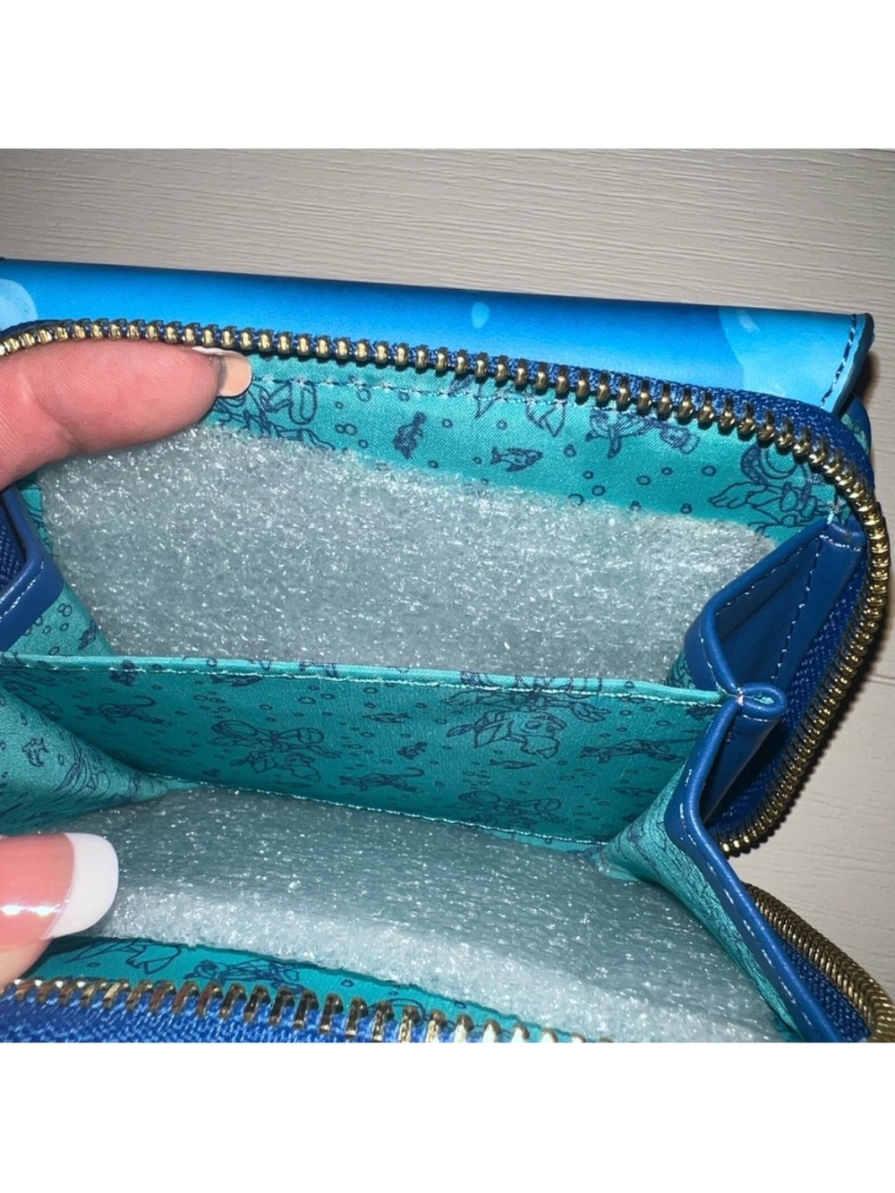 Loungefly NWT Pinocchio Coral Zip Wallet with Bright Coral Accents - Picture 5 of 6